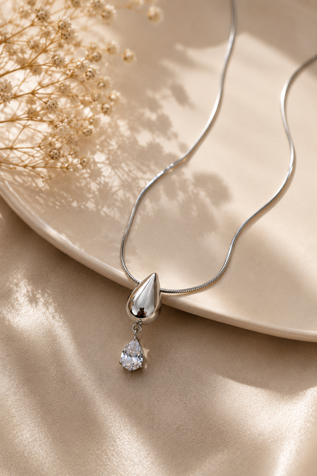 Teardrop CZ Pendant Necklace