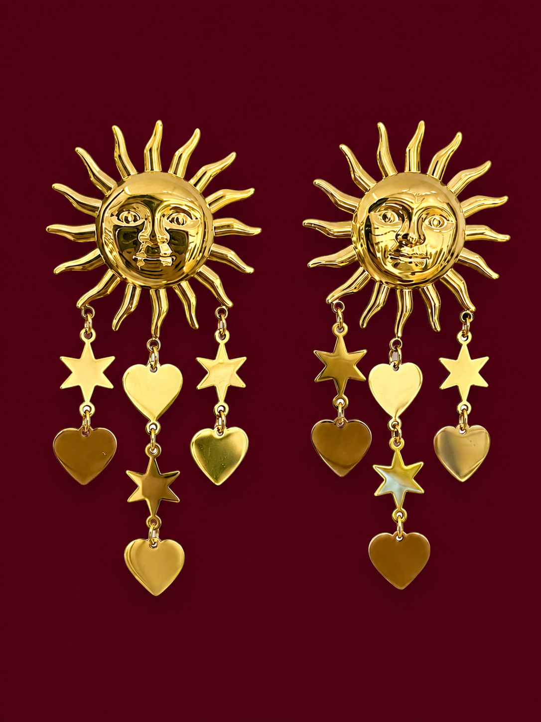 Celestial Sun Tassel Drop Earrings