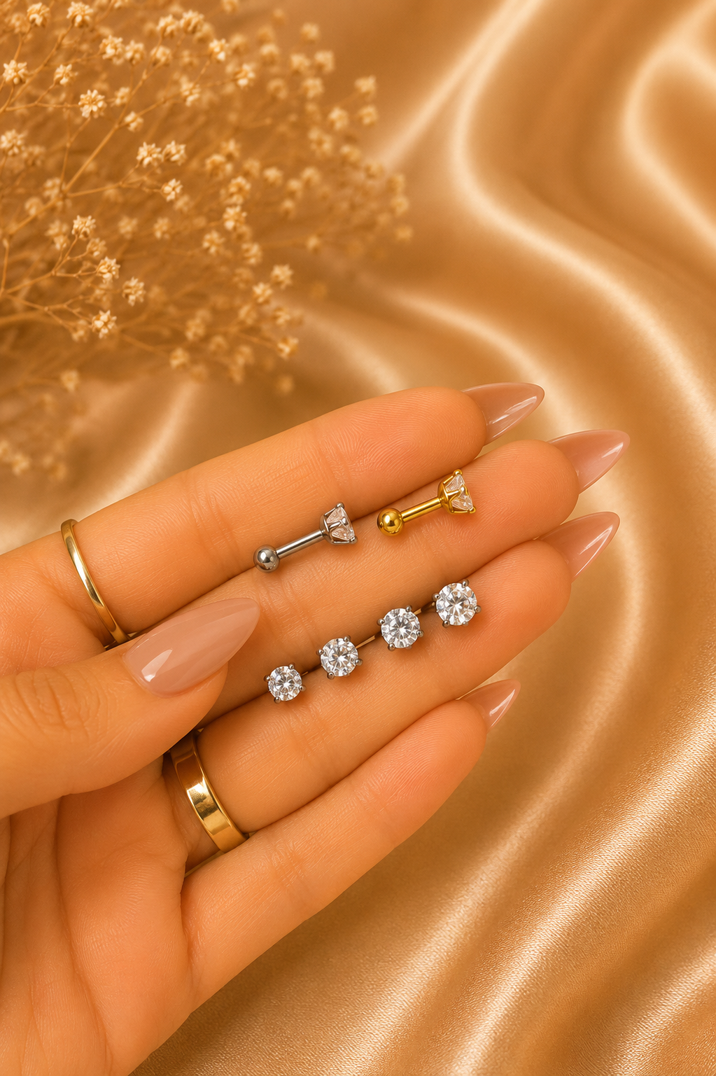 Big CZ Stone Helix Earrings