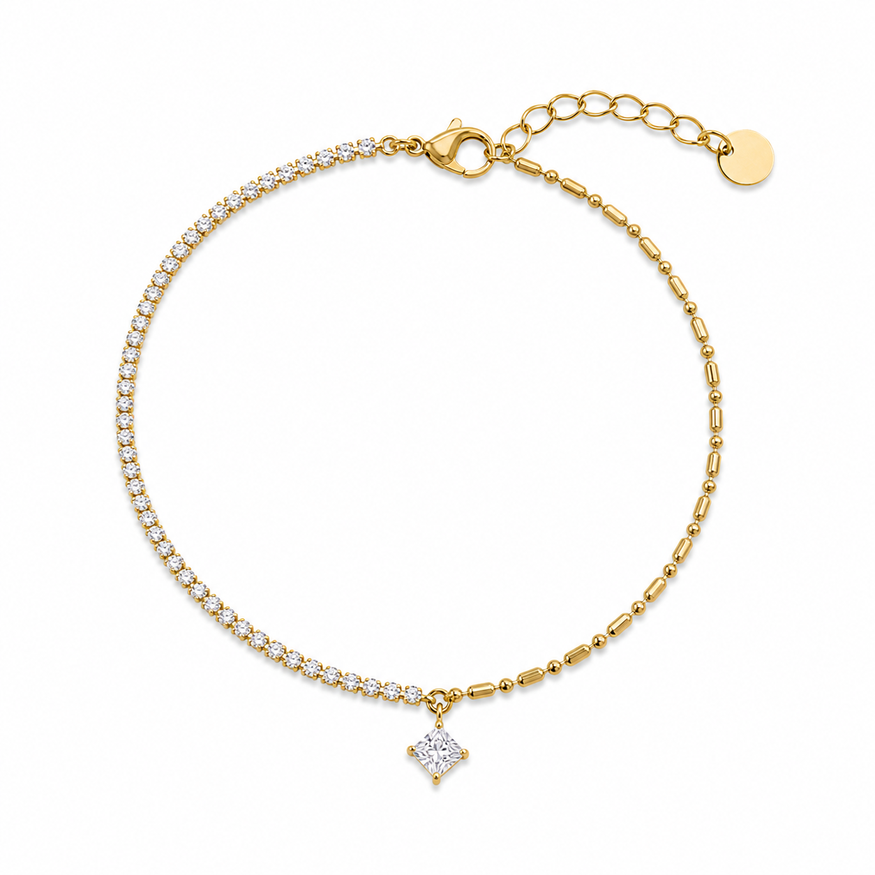 Princess Cut Charm Bracelet
