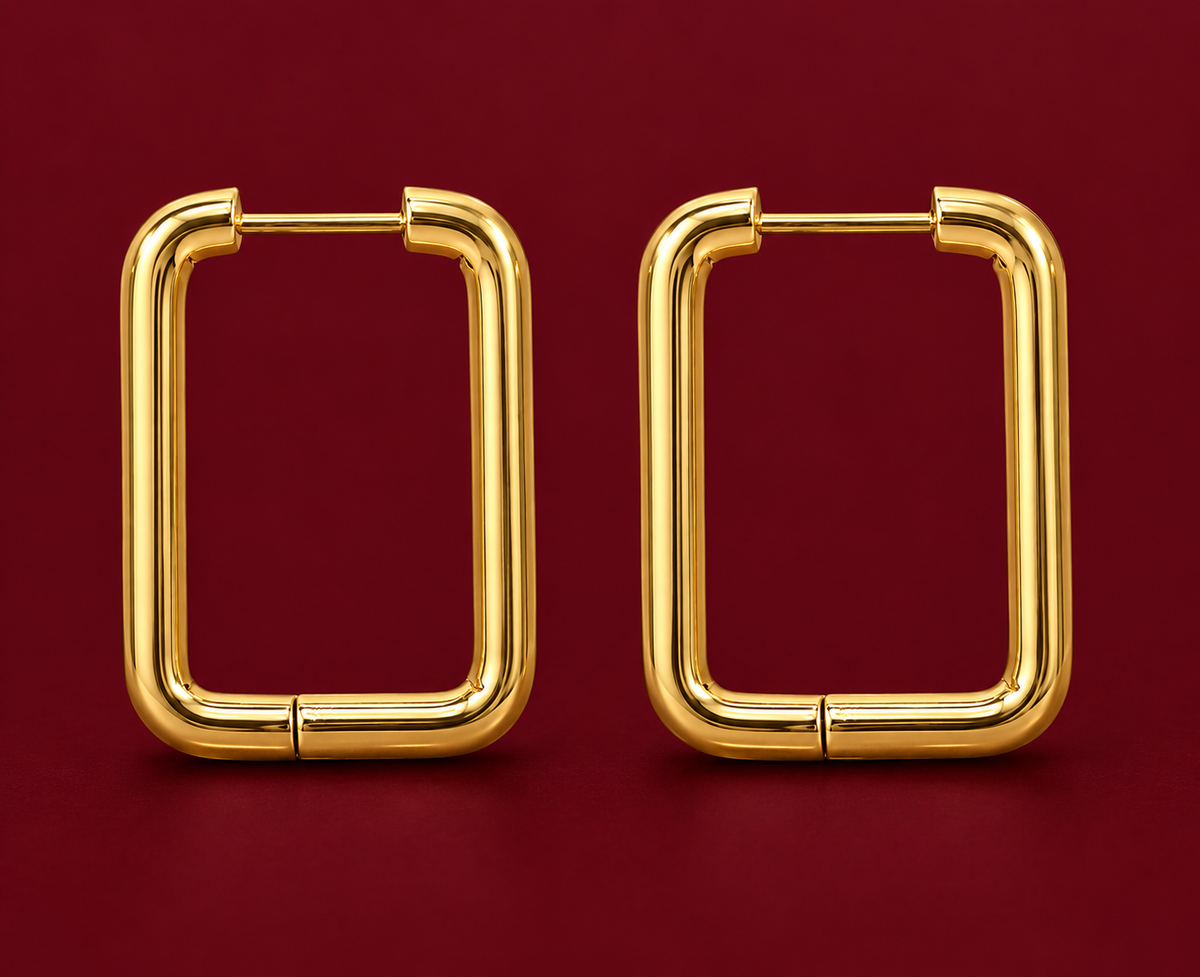 Rectangle Huggie Hoops