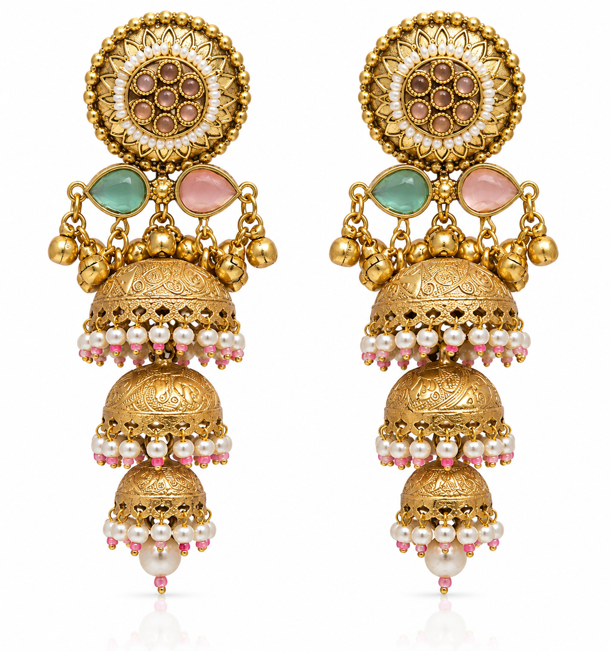 Teen Latt Jhumka Earrings