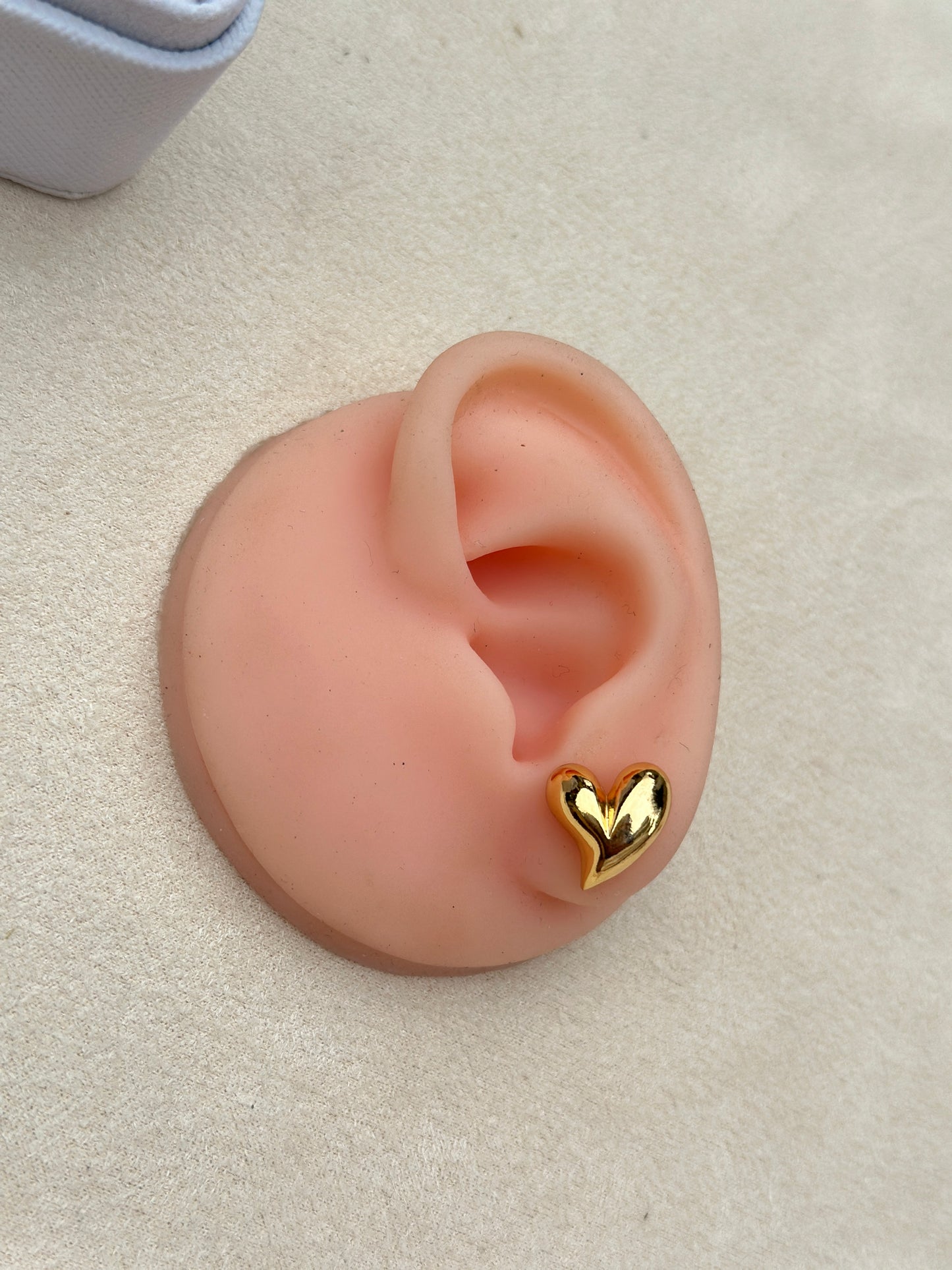 Gold Heart Stud Earrings