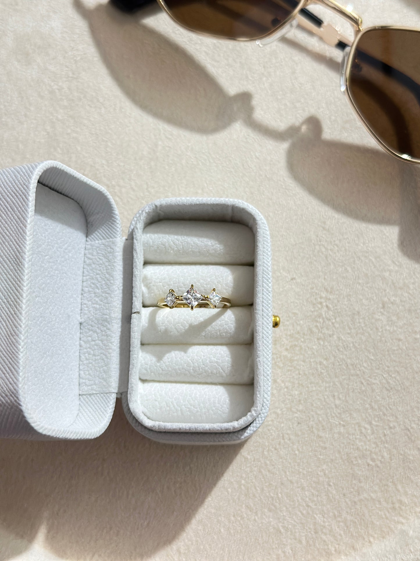 Three Princess Cut CZ Ring