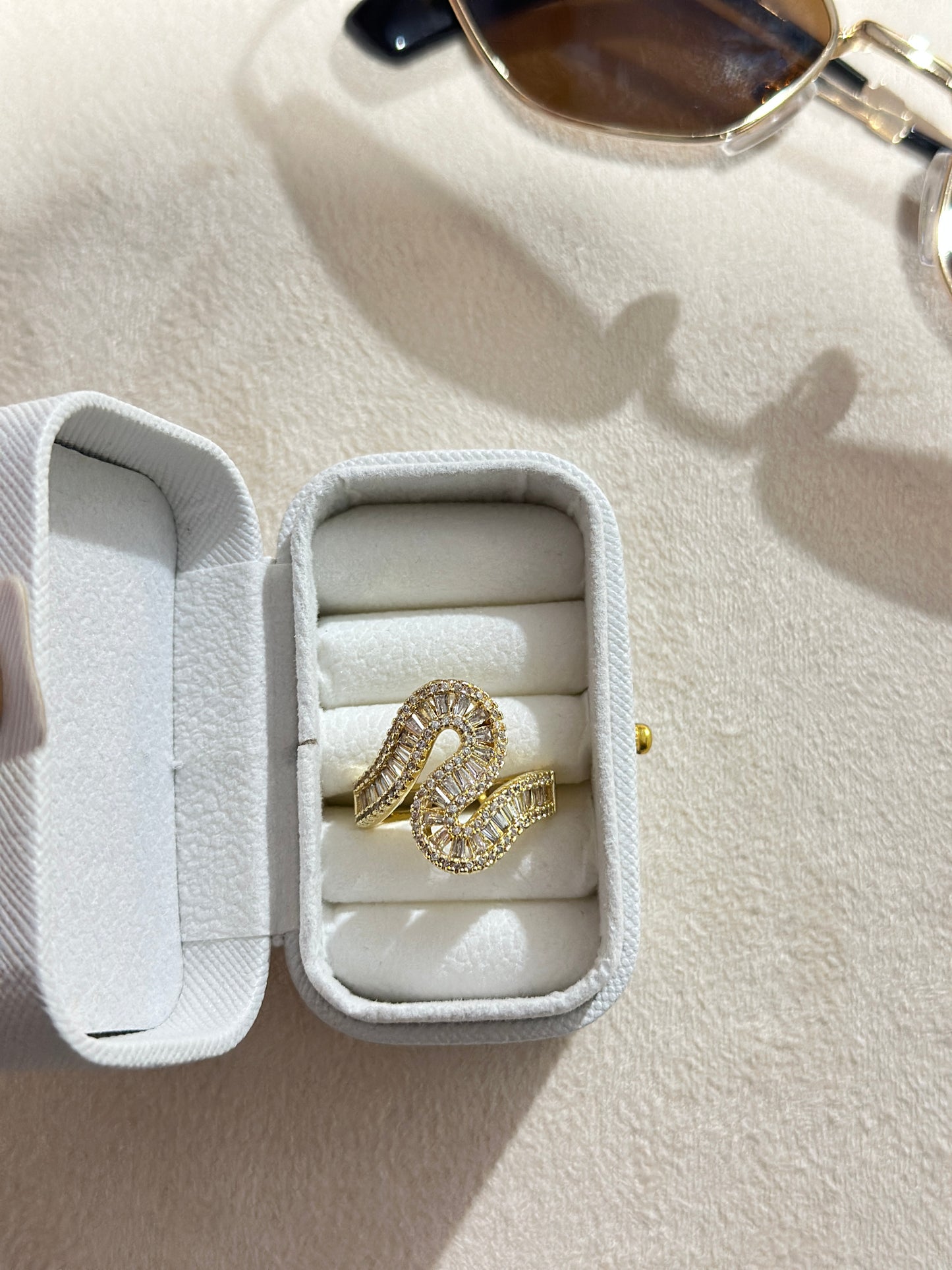 Baguette and Round Pave Snake Coil Ring