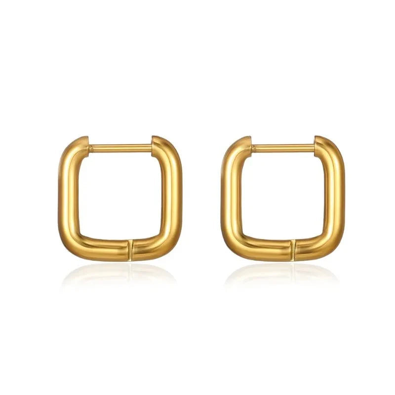 Small Square Gold Huggie Hoop Earrings