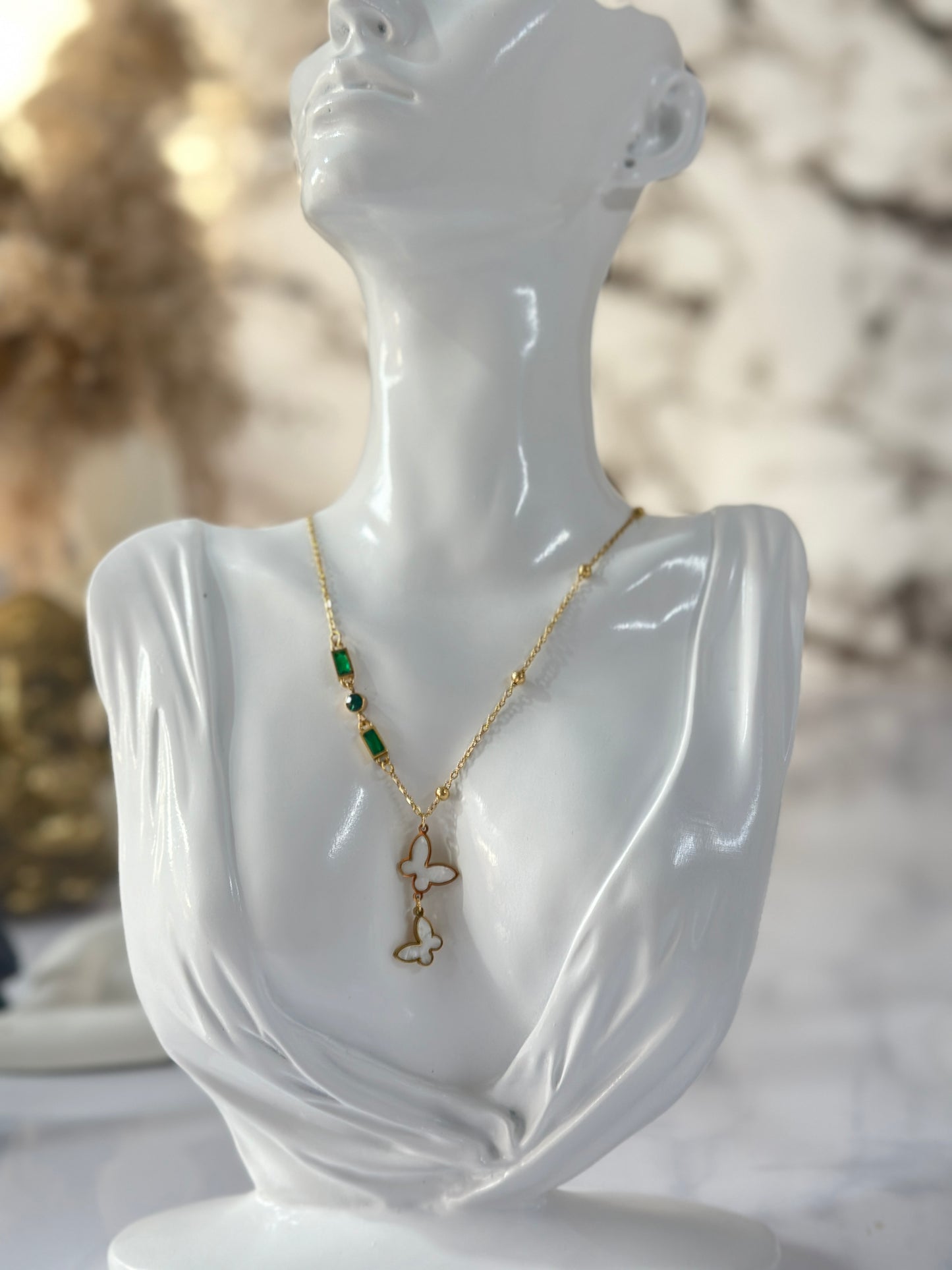 Emerald Twin Butterfly Neckpiece