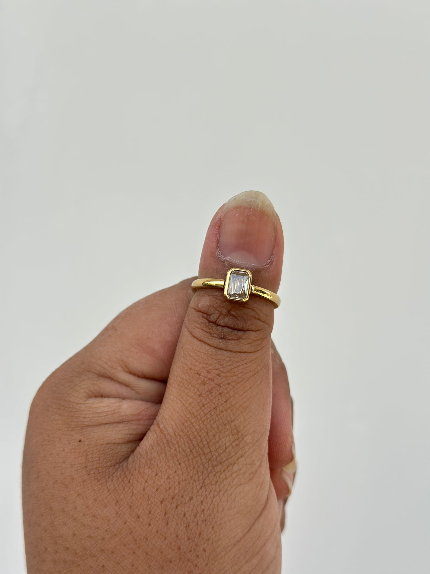 Baguette CZ Bezel Ring