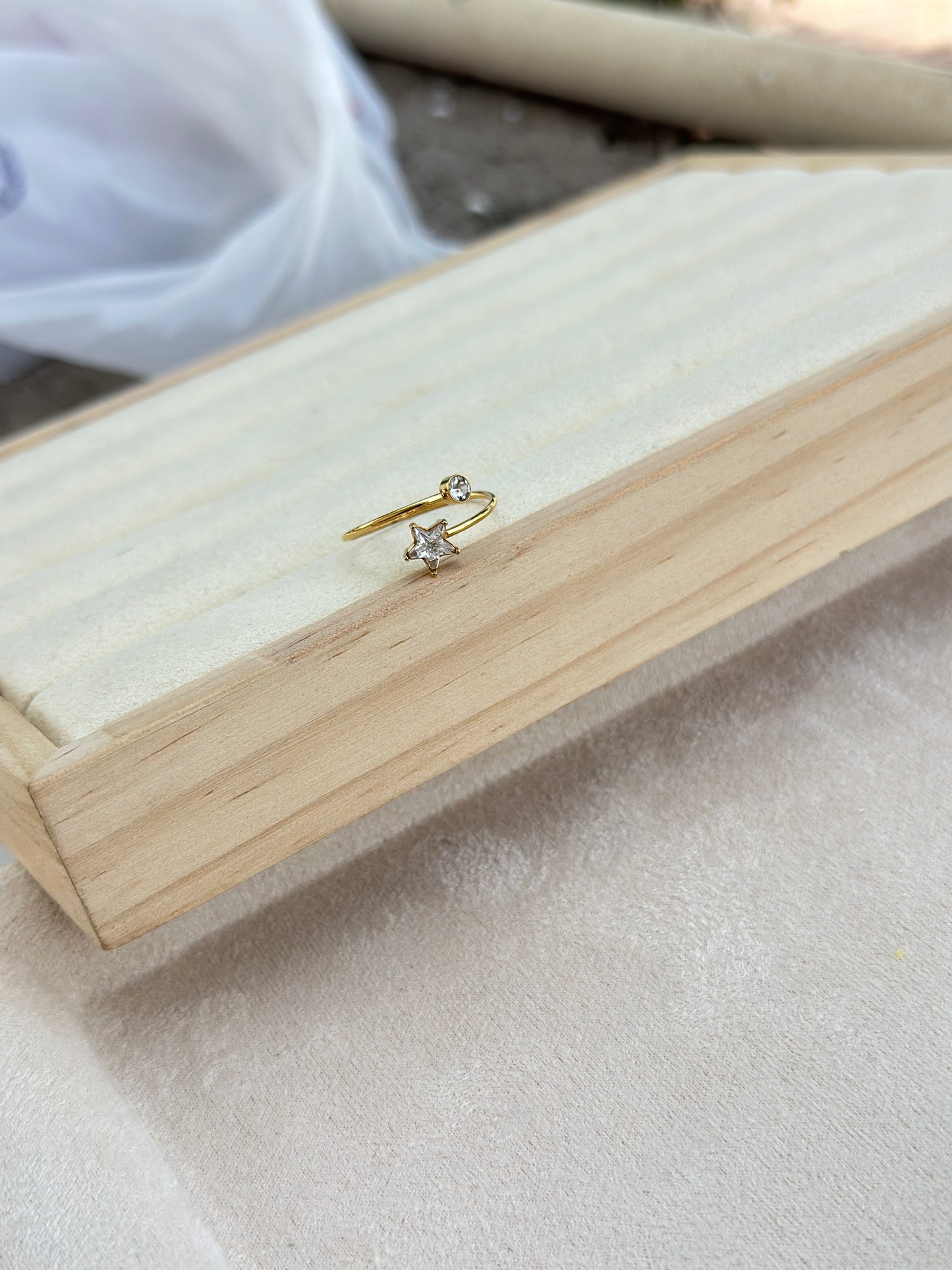 Star and Round CZ Wrap Ring