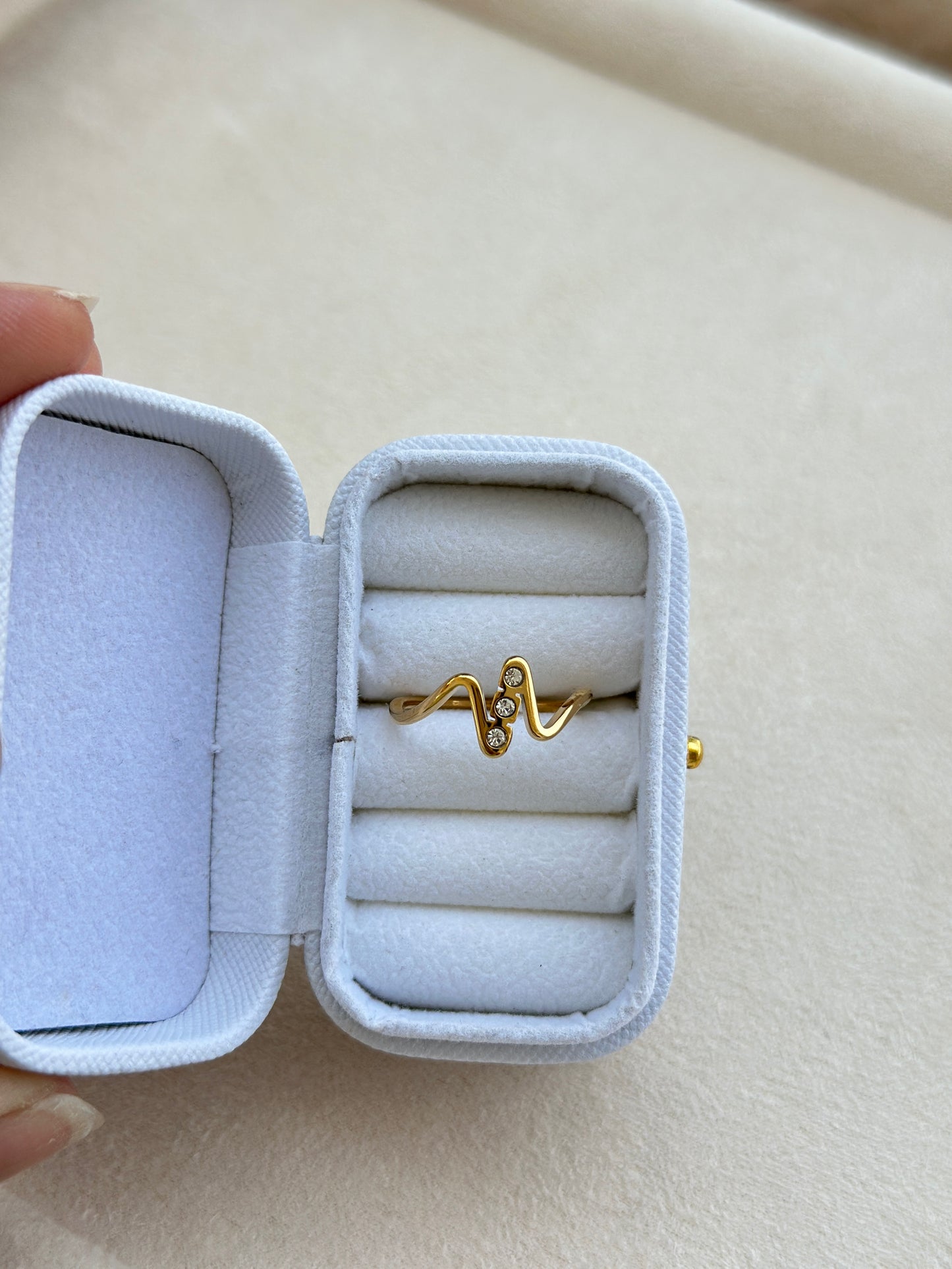 Wavy CZ Stacking Ring