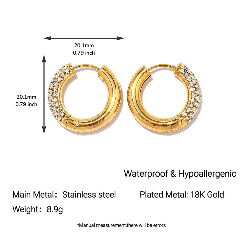 Chunky Pavé CZ Encrusted Hoop Earrings