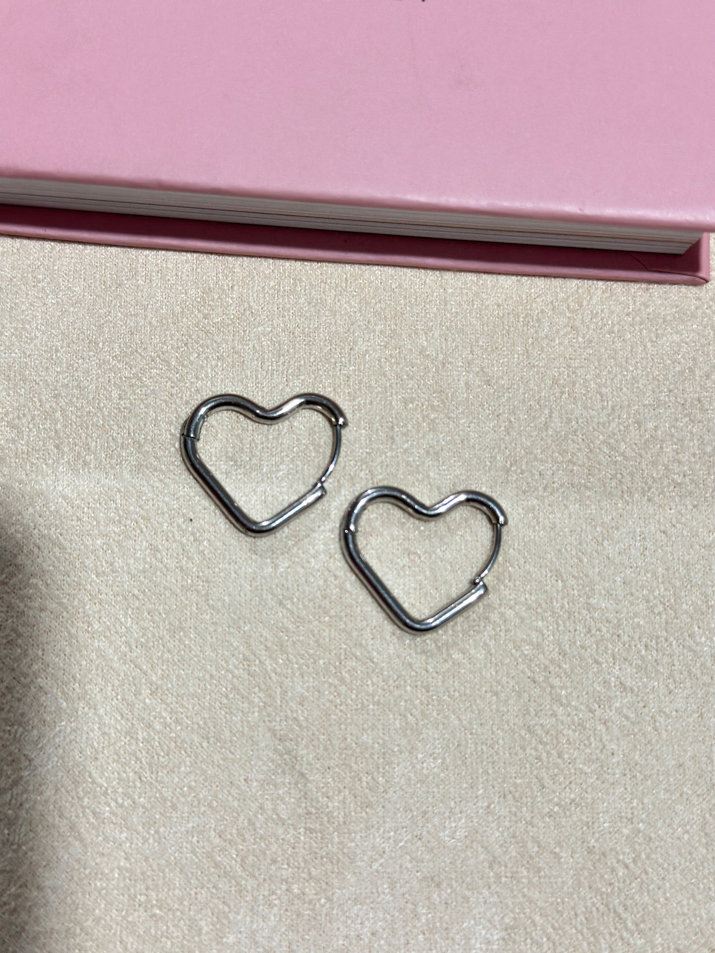 Silver Heart Hoop Earrings
