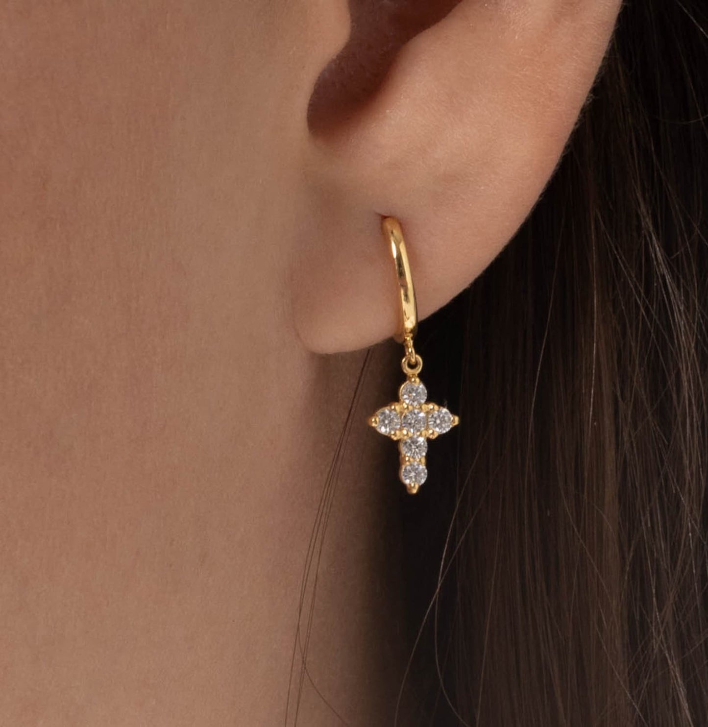 Cross Hoops Earrings