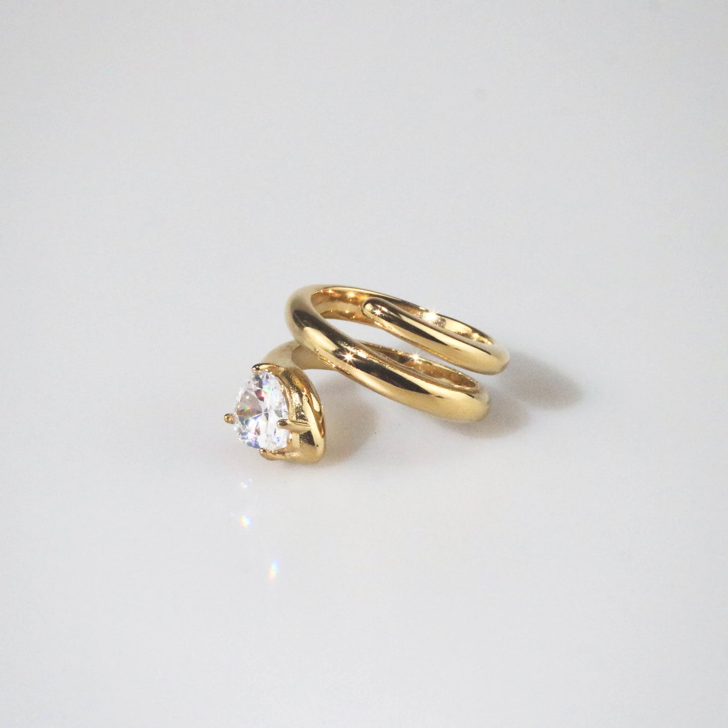 Trillion CZ Snake Wrap Ring