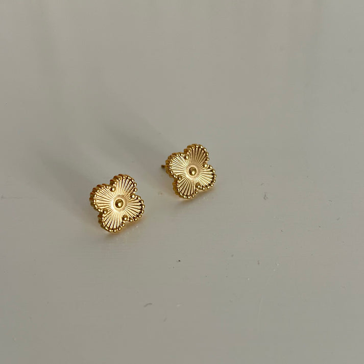 Textured Gold Clover Stud Earrings