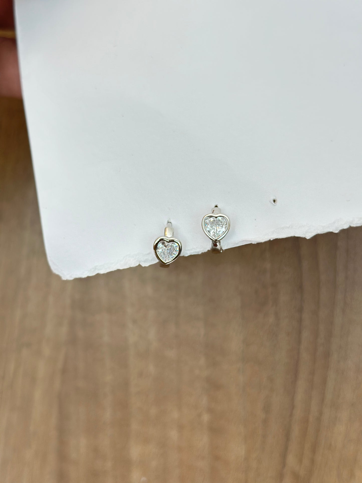 Heart Crystal Bezel Hoops Earrings