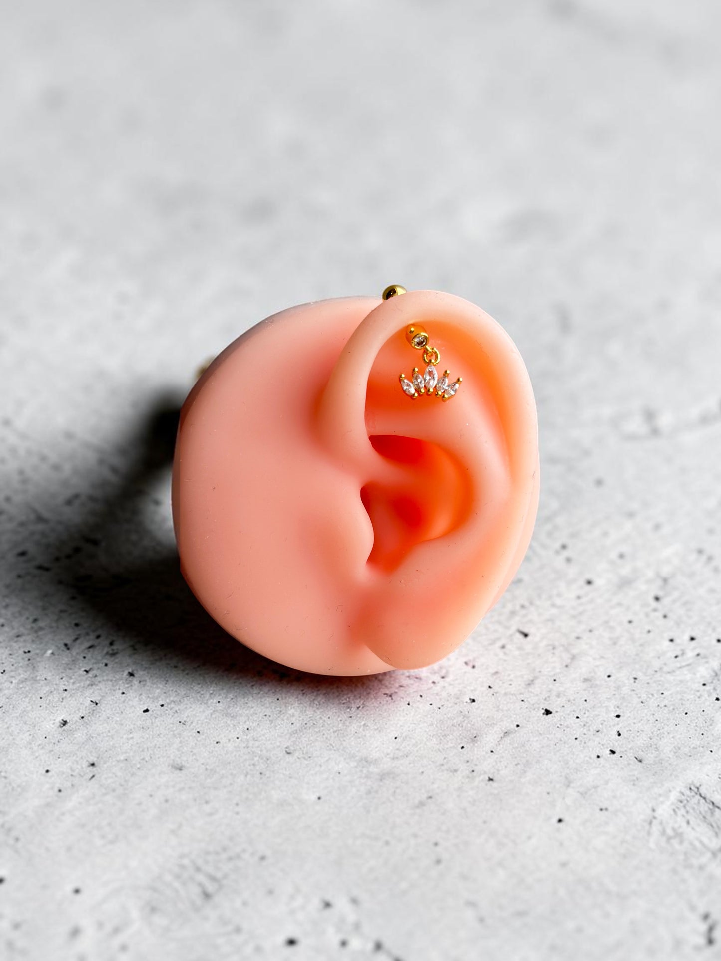 Lotus Crown Crystal Dangle Helix Stud Earring