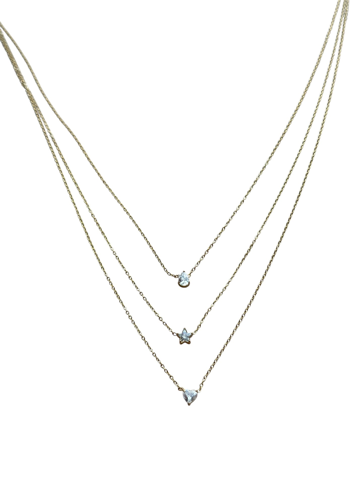 3 Layer Crystal Solitaire Necklace