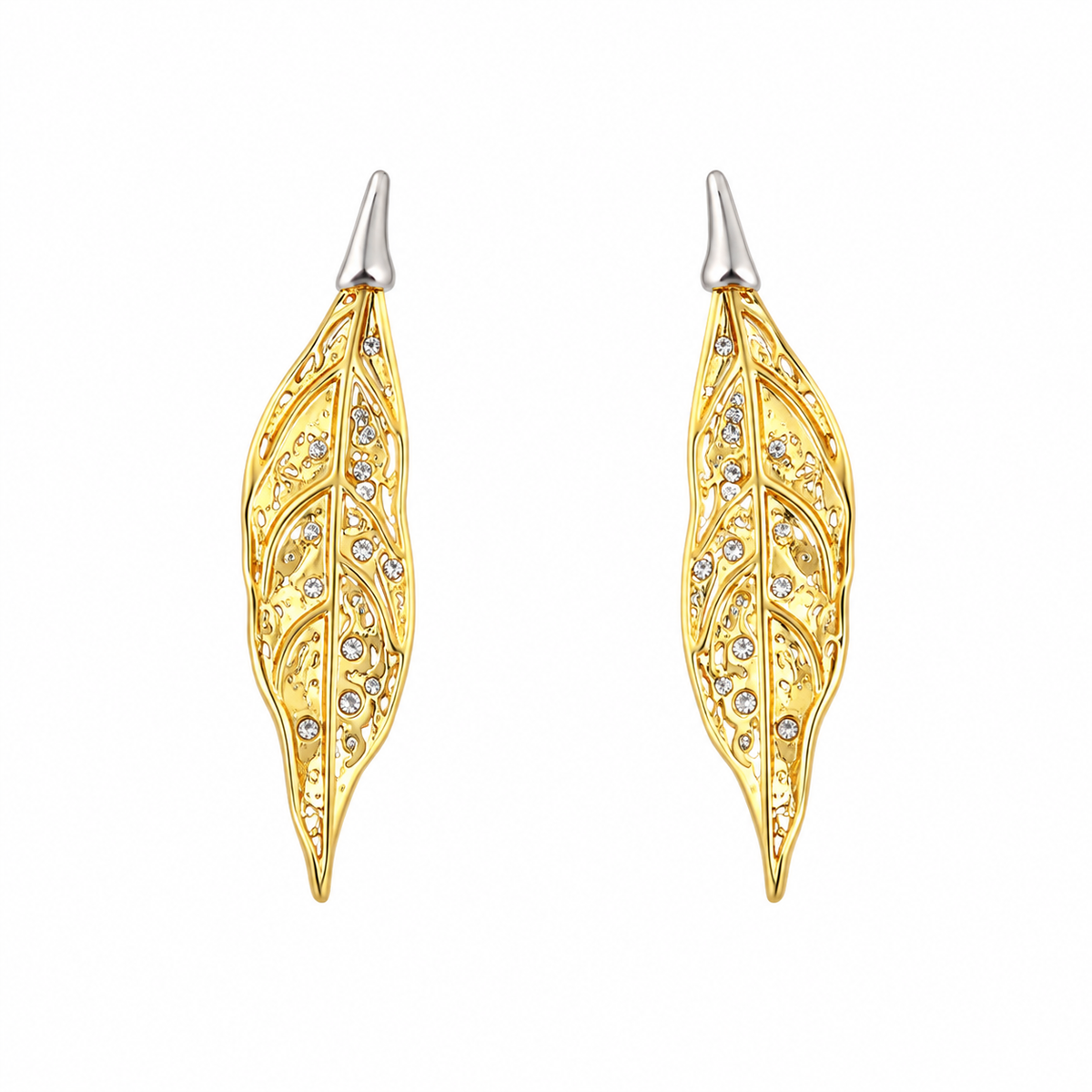 Crystal Leaf Stud Earrings