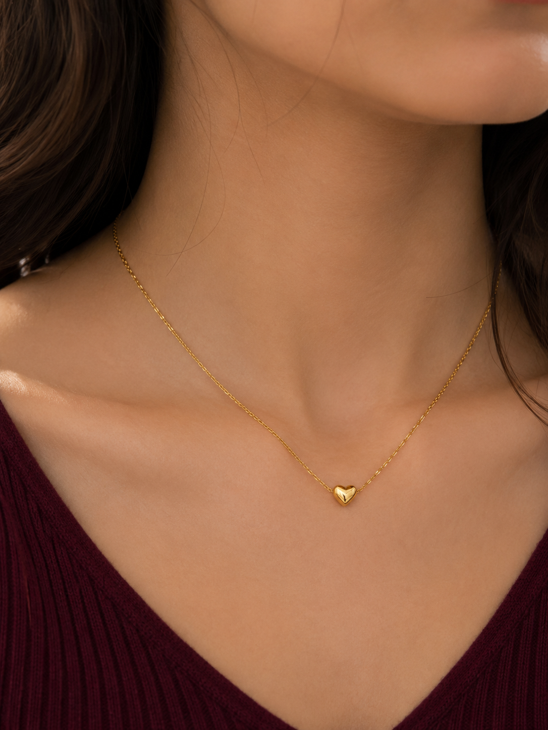 Puffed Heart Pendant Necklace
