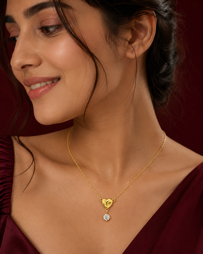 Heart Crystal Drop Pendant Necklace