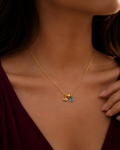Heart Fish Charm Necklace