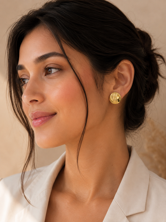Linear Button Stud Earrings