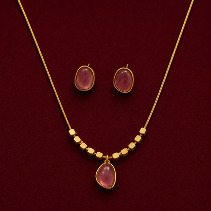 Pebble Cabochon Bead Chain Necklace Set