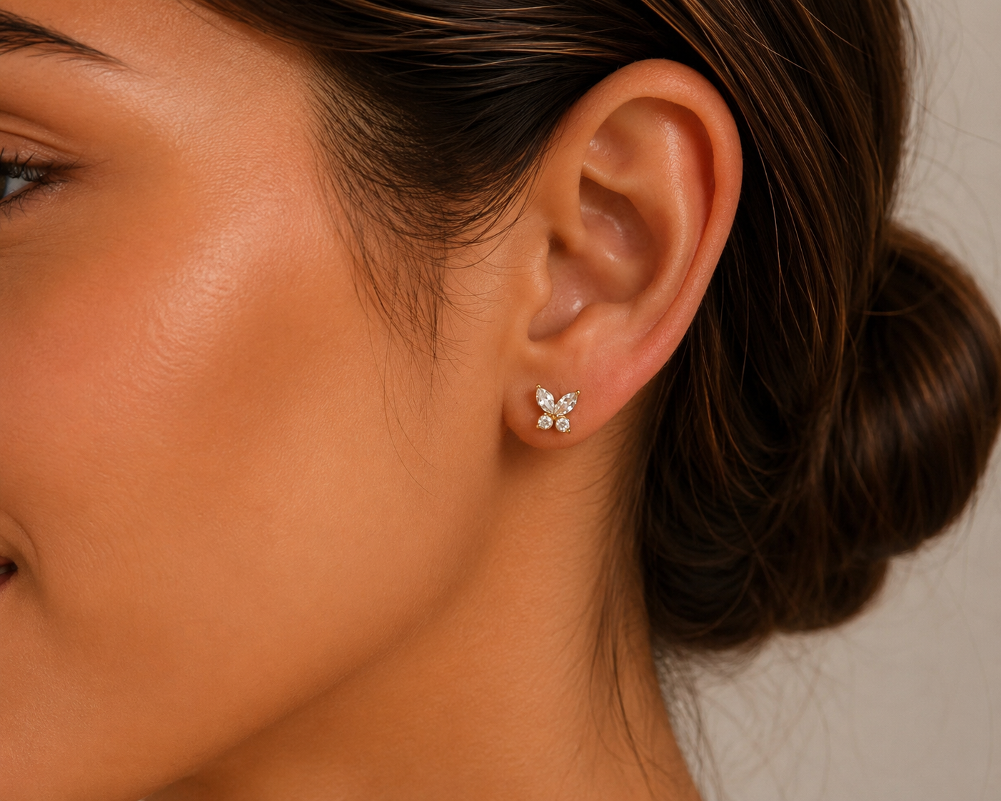 CZ Butterfly Stud Earrings