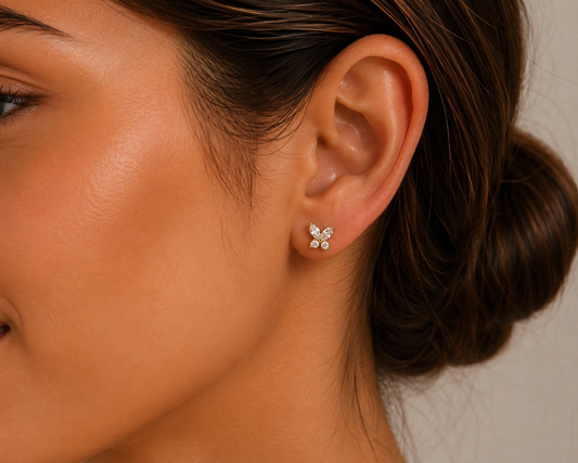 CZ Butterfly Stud Earrings