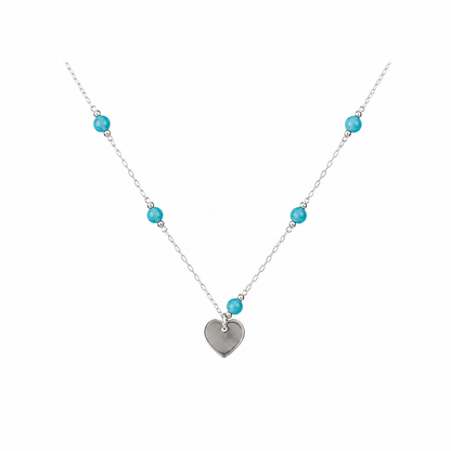 Turquoise Bead Gold Heart Pendant Necklace