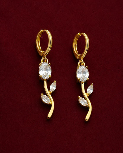Clear Stone Rose Vine Necklace & Earring Set