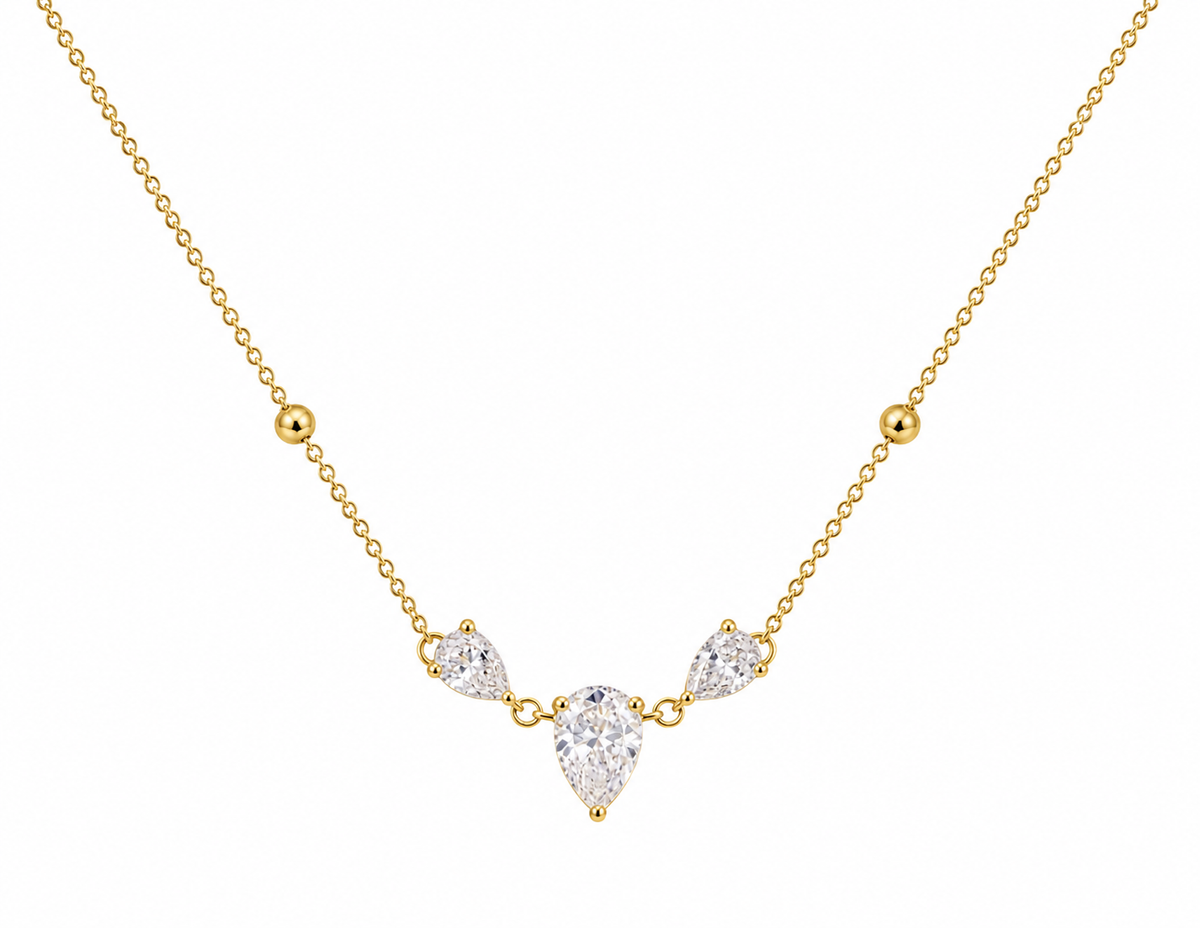 Trio Pear Crystal Pendant Necklace