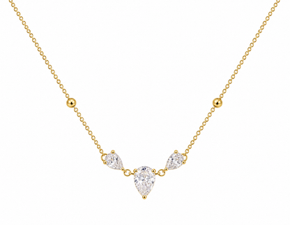 Trio Pear Crystal Pendant Necklace
