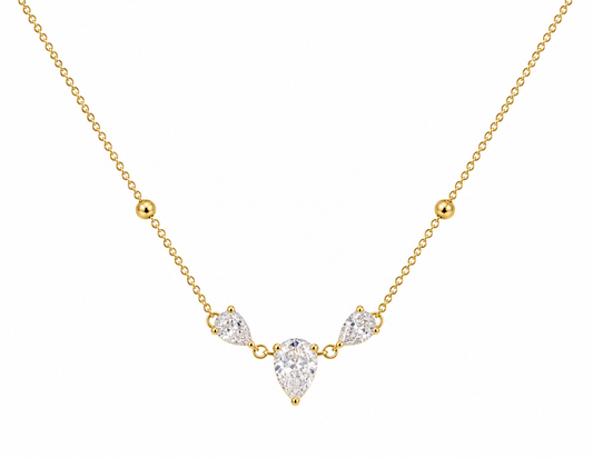 Trio Pear Crystal Pendant Necklace