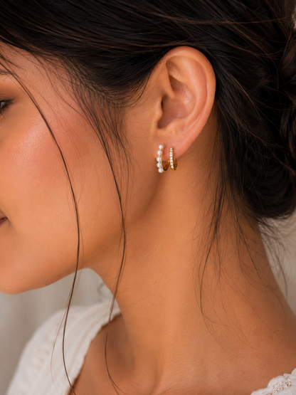 Pearl and Pave Ear Jacket Earrings