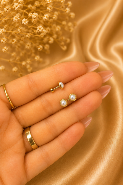 Pearl Bezel Helix Earrings