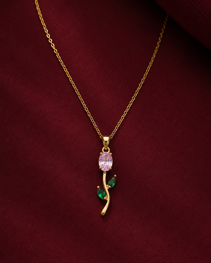 Pink Rose Vine Necklace & Earring Set