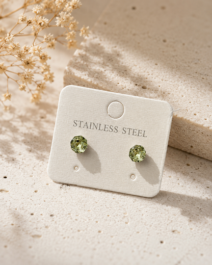 Diamond Cut Round Stone Stud Earrings