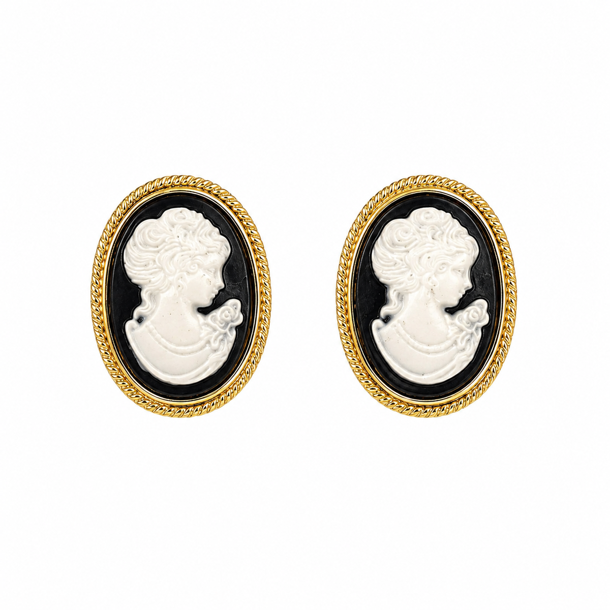 Vintage Cameo Stud Earrings
