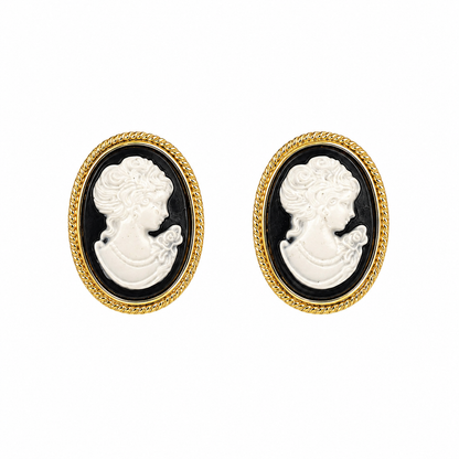 Vintage Cameo Stud Earrings