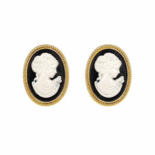 Vintage Cameo Stud Earrings