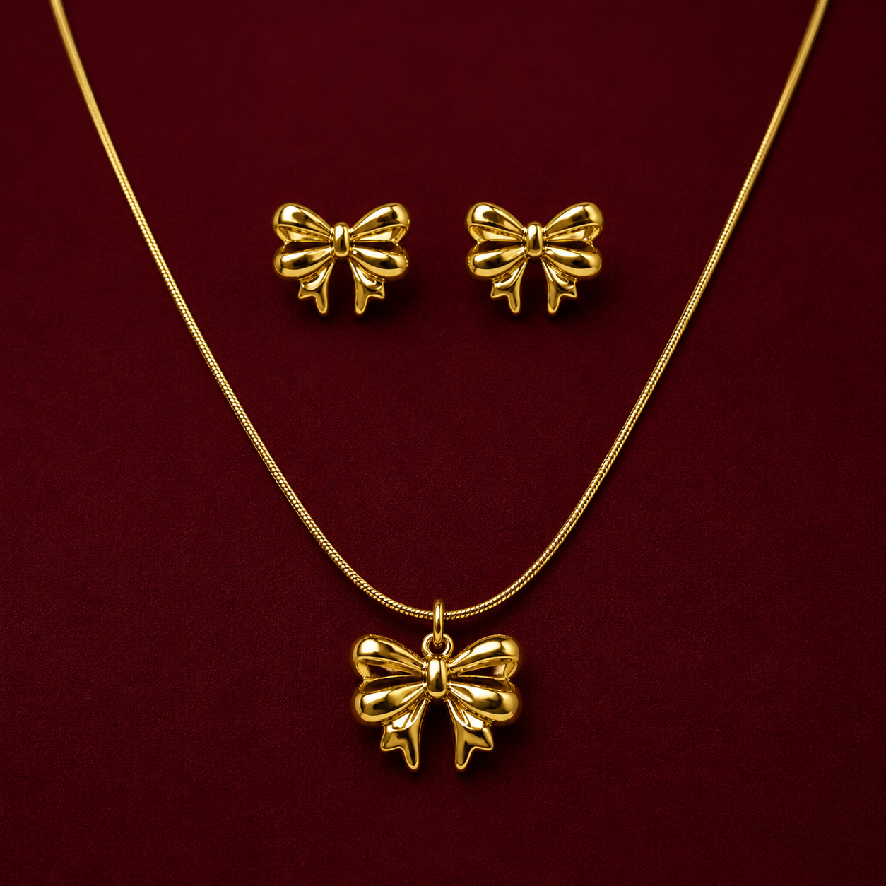 Bow Charm Necklace Set