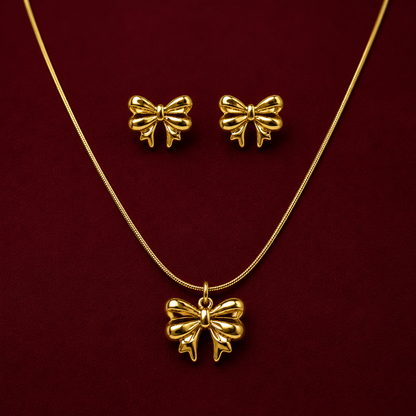 Bow Charm Necklace Set