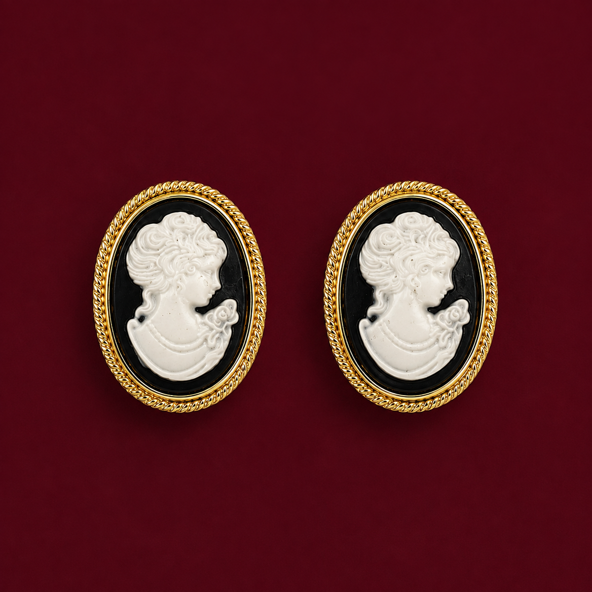Vintage Cameo Stud Earrings