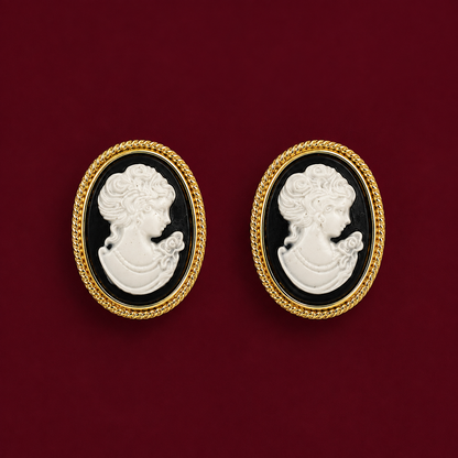 Vintage Cameo Stud Earrings