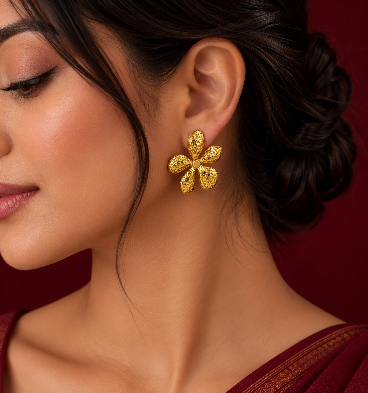 Textured Flower Stud Earrings