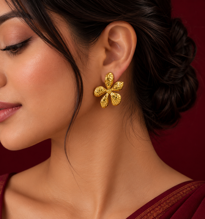 Textured Flower Stud Earrings