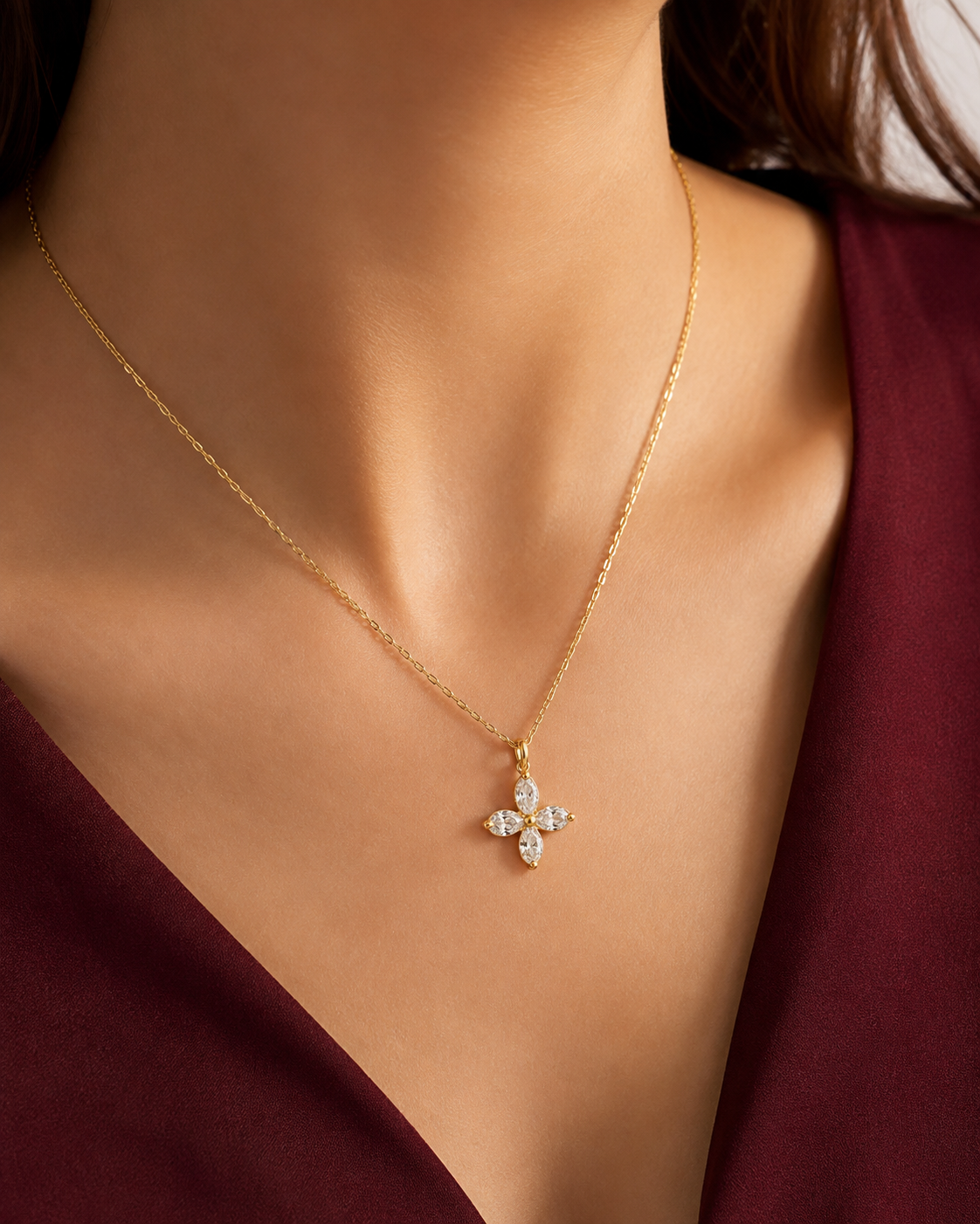Crystal Clover Pendant Necklace