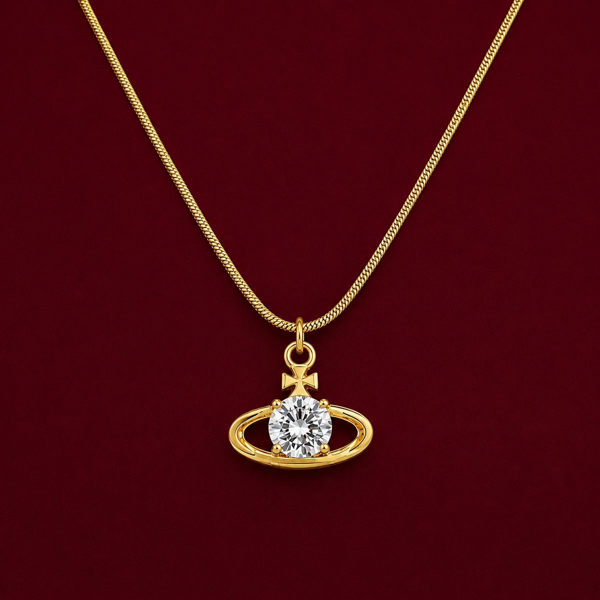 Orbit Crystal Cross Pendant Necklace